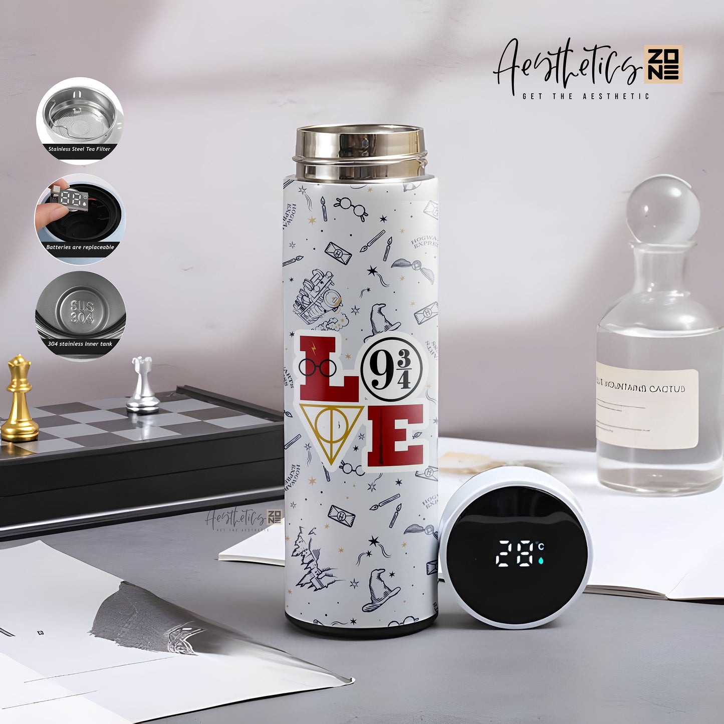 Love Aesthetic Harry Potter Logo Stainless Steel Bottle