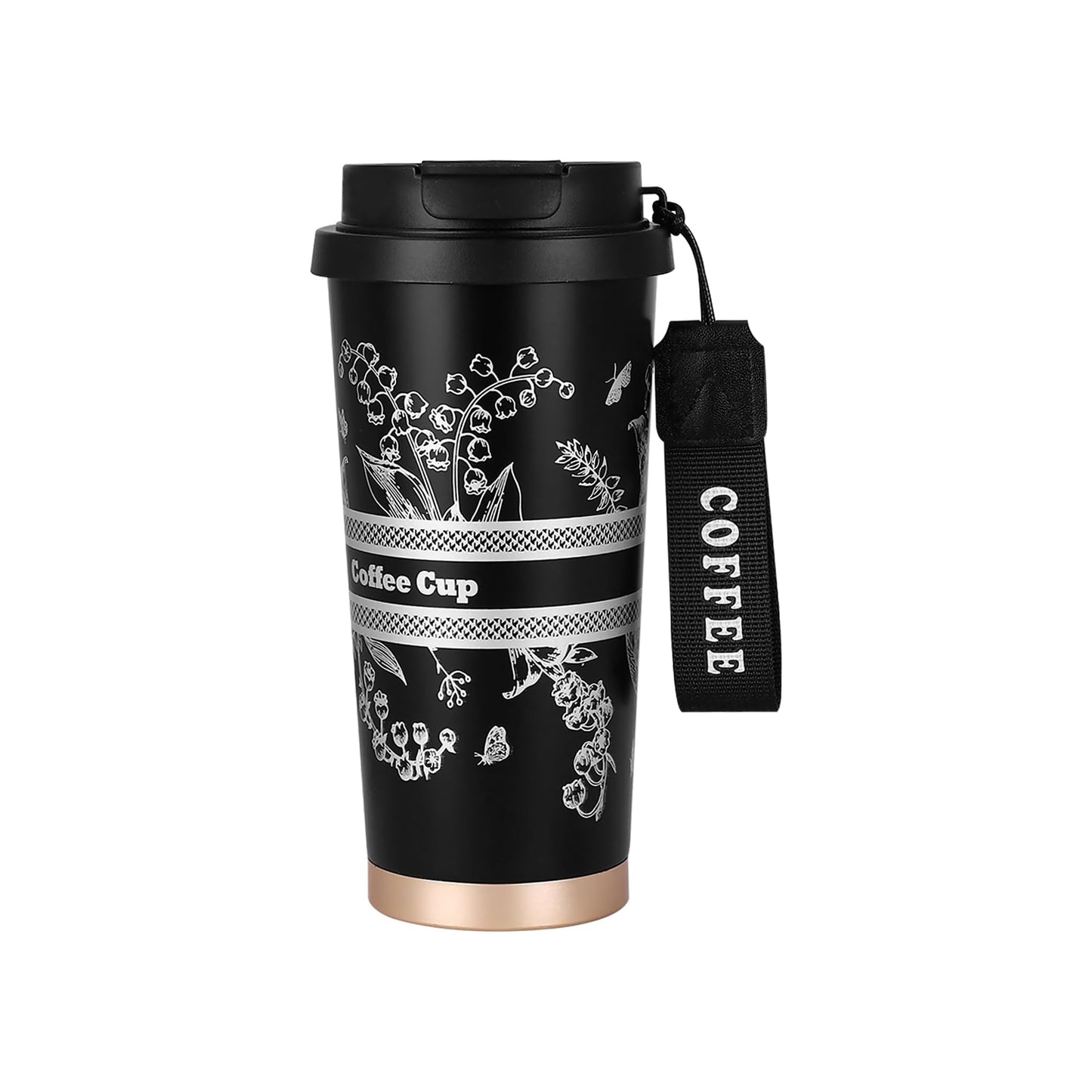 Coffee Cup 500ml stainless Steel Leakproof floral Travel Mug