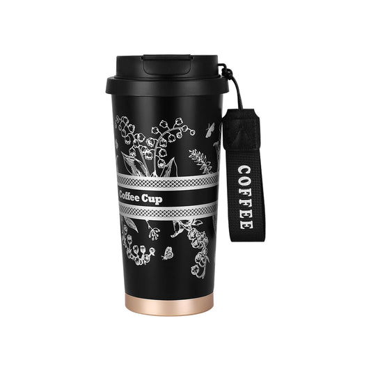 Coffee Cup 500ml stainless Steel Leakproof floral Travel Mug