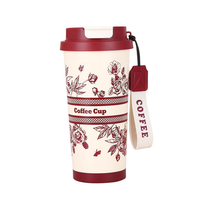 Coffee Cup 500ml stainless Steel Leakproof floral Travel Mug