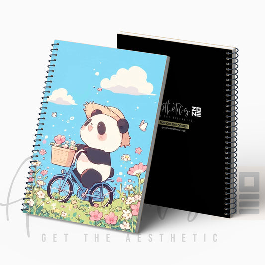 Panda on Bicycle Floral Notepad