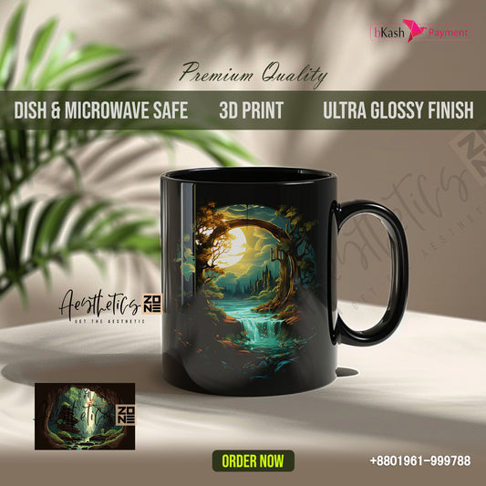 Fantasy Art Black Glossy Mug