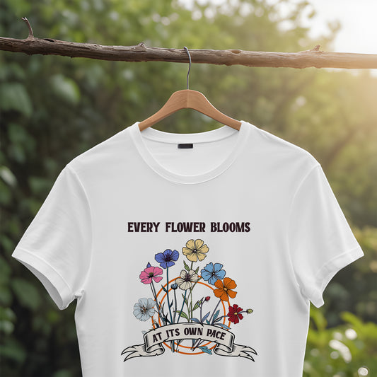 Bloom in Your Time – Inspirational Floral Tee
