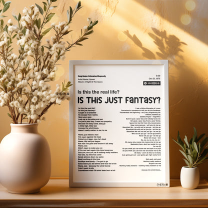 Bohemian Rhapsody – Fantasy Lyrical Framed Wall Art