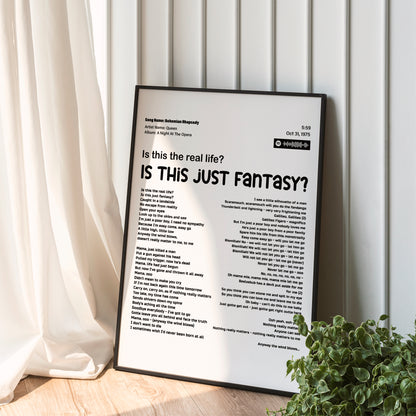 Bohemian Rhapsody – Fantasy Lyrical Framed Wall Art