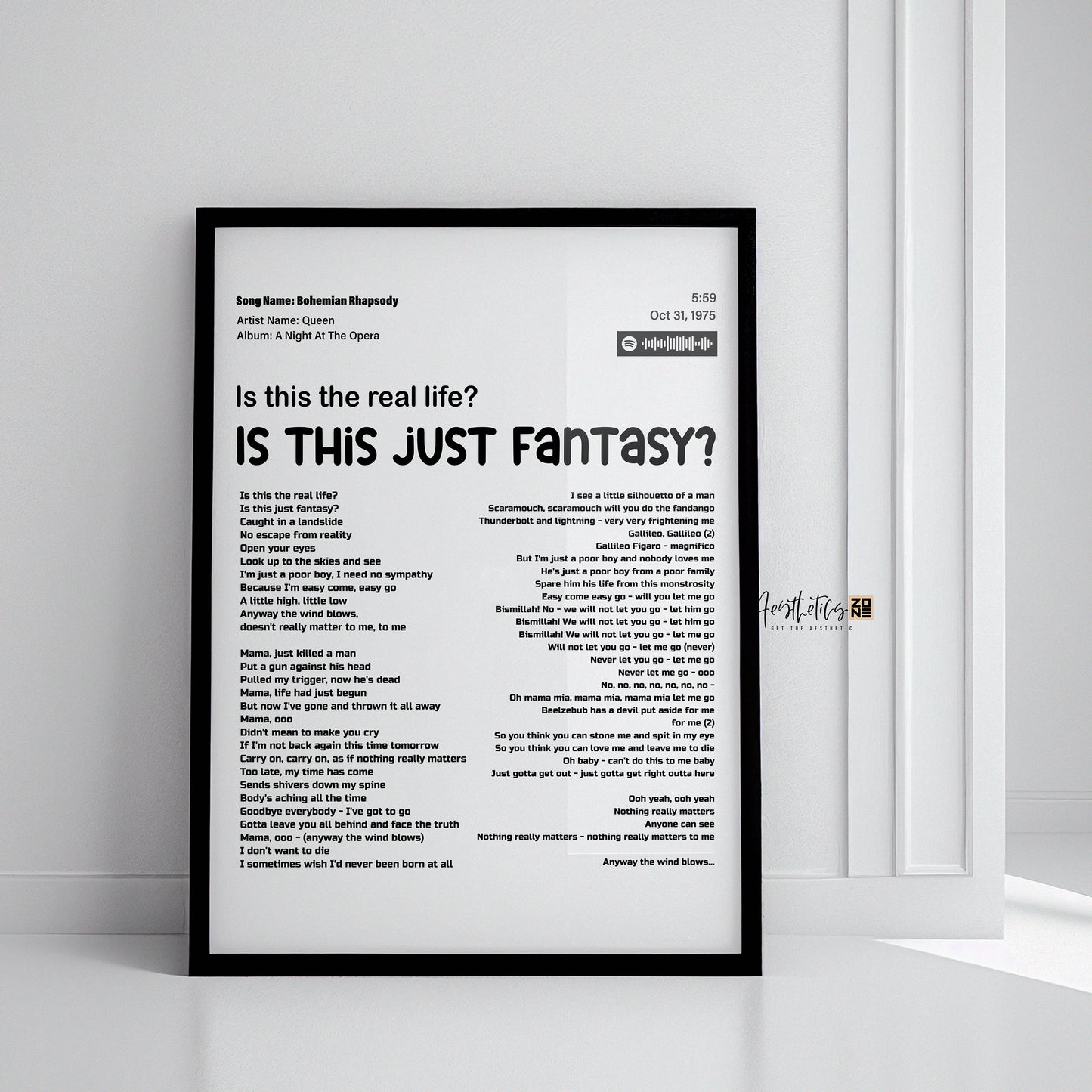 Bohemian Rhapsody – Fantasy Lyrical Framed Wall Art