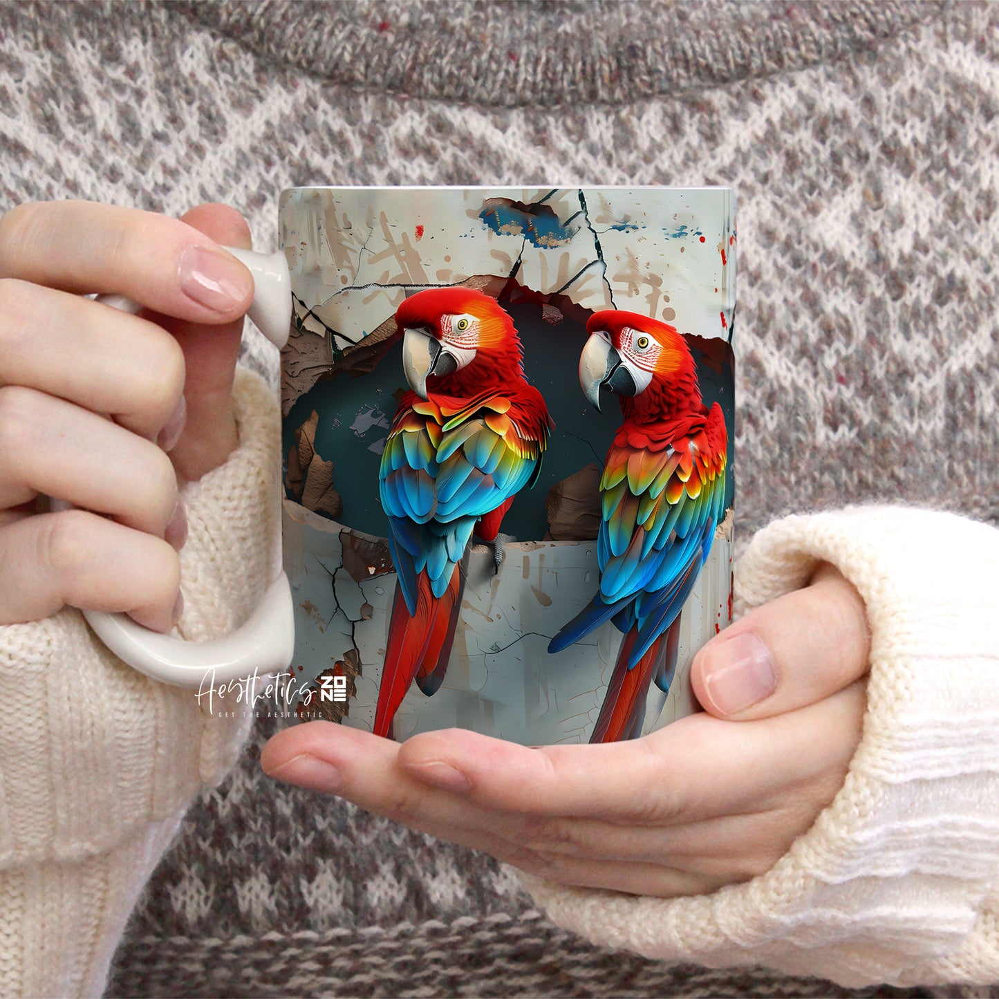 🦜 Tropical Vibes – 3D Parrot Design Mug