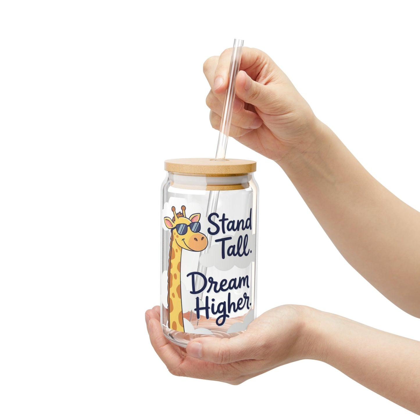 Stand tall, dream higher aesthetic clear glass cup