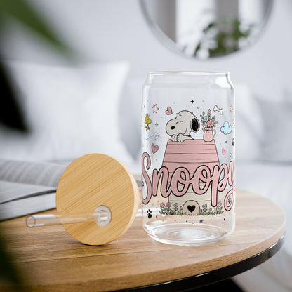 Snoopy home_aesthetic clear glass bottles