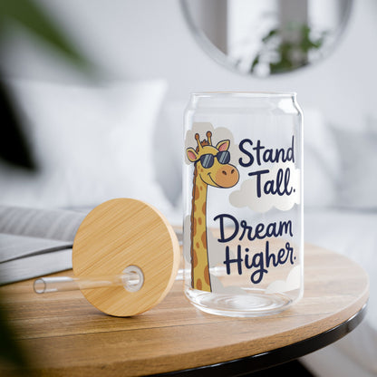 Stand tall, dream higher aesthetic clear glass cup