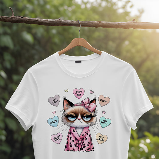 Meow & Heart – Valentine’s Cute Cat T-Shirt