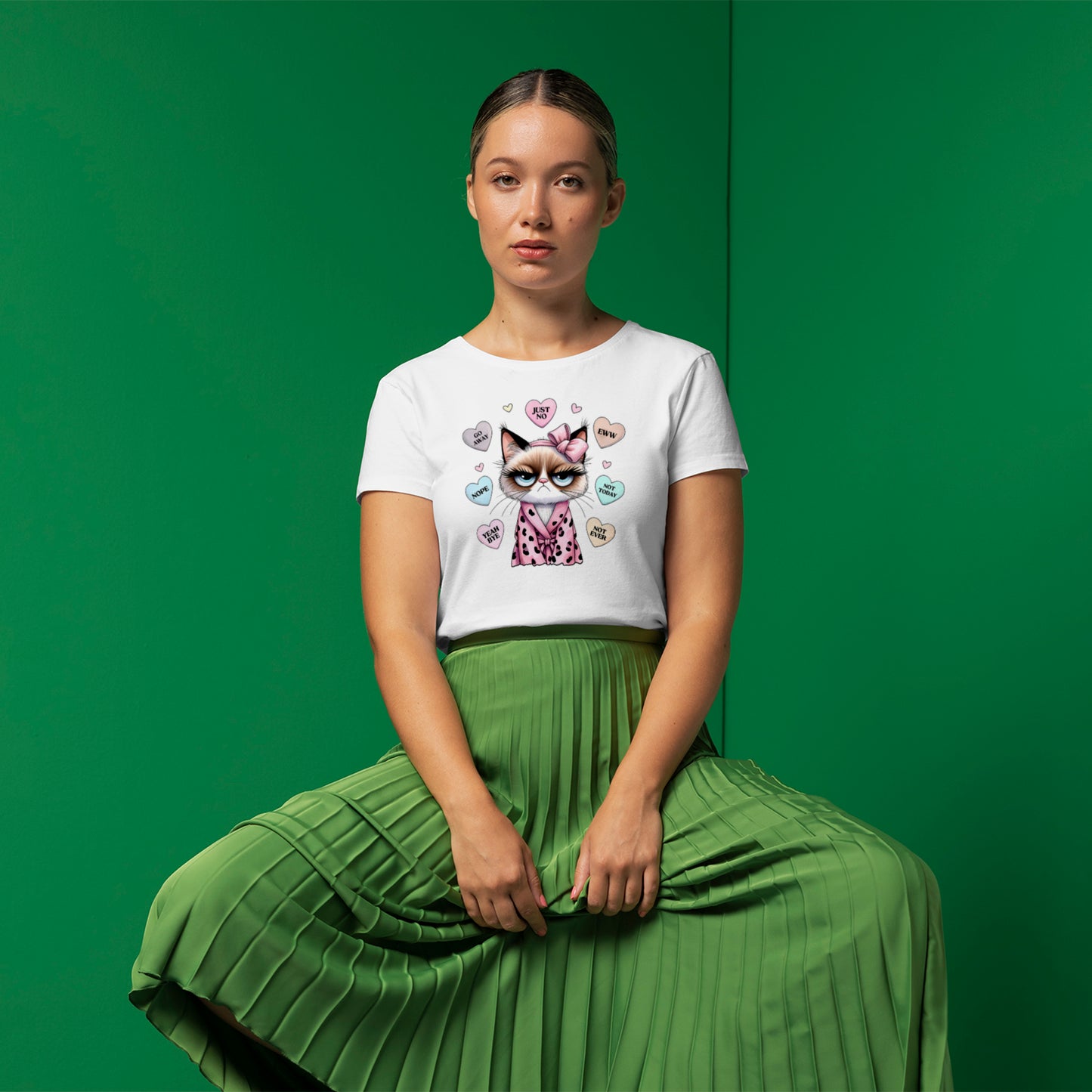 Meow & Heart – Valentine’s Cute Cat T-Shirt
