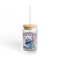 Stitch aesthetic clear glass cup