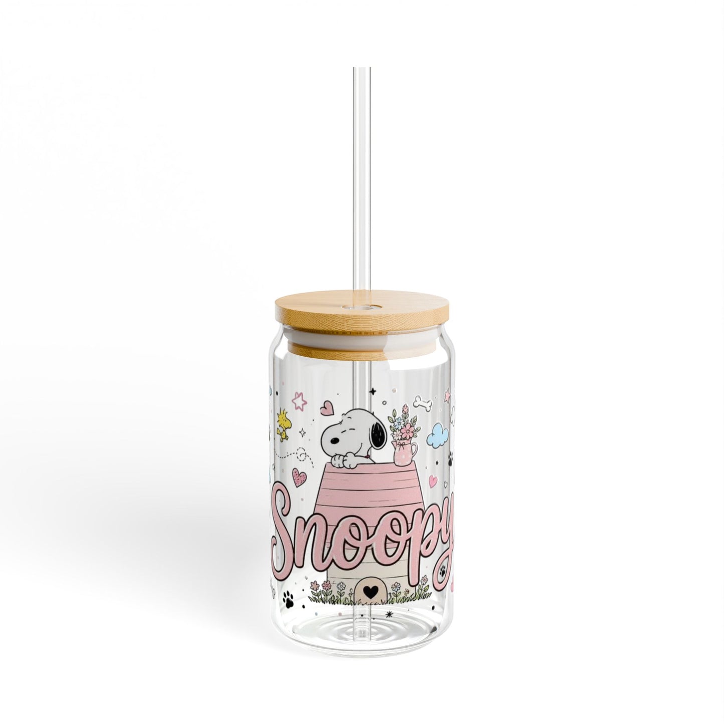 Snoopy home_aesthetic clear glass bottles