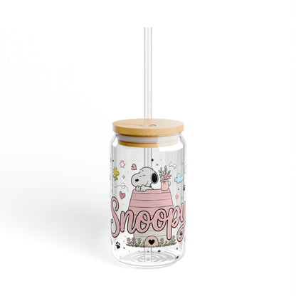 Snoopy home_aesthetic clear glass bottles