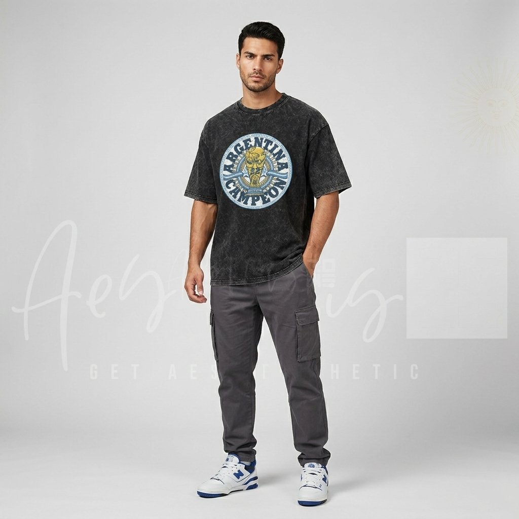 Argentina Champions 22 Vintage Acid Wash Tee