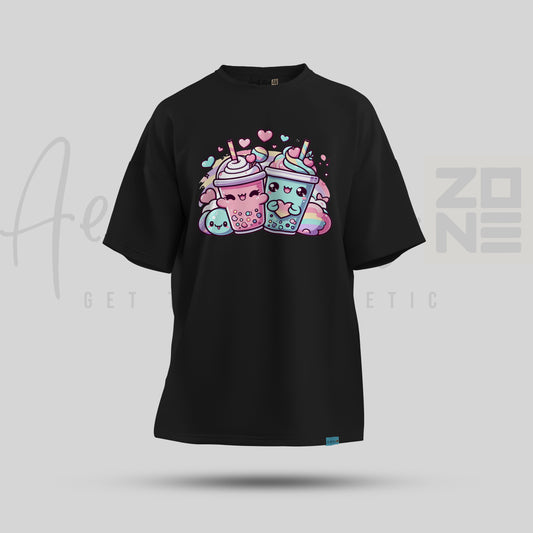 Sweet Sips & Kawaii Vibes – Oversized Bubble Tea Tee