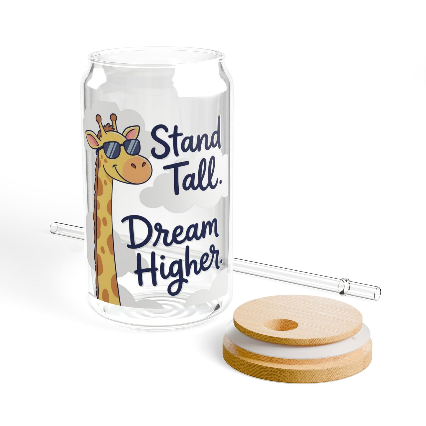 Stand tall, dream higher aesthetic clear glass cup
