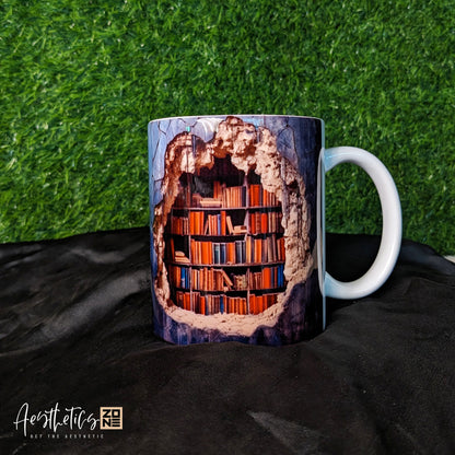 📚 Escape into Stories – 3D Bookshelf Mug