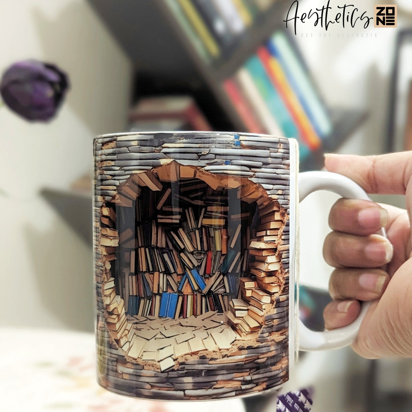 🪵📚 Shelf Life – Minimalist 3D Bookshelf Mug