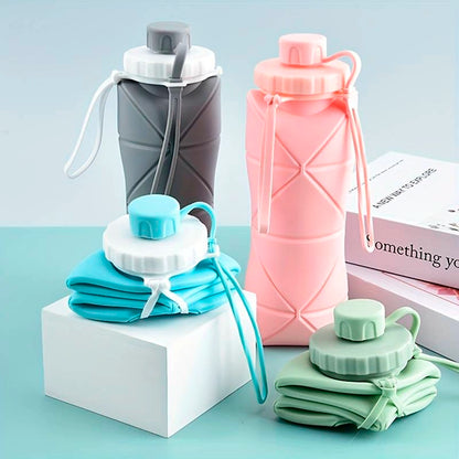 Silicone 600ml Foldable Water Bottle- perfect for space savers