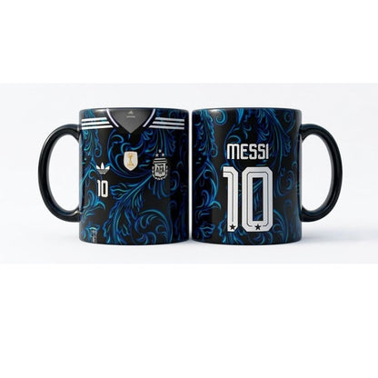 🐐 Lionel Messi GOAT Legacy Mug Combo – Black & White Souvenir Edition with free keyrings