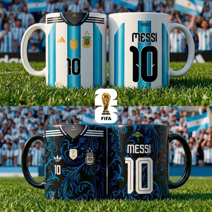 🐐 Lionel Messi GOAT Legacy Mug Combo – Black & White Souvenir Edition with free keyrings