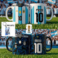 🐐 Lionel Messi GOAT Legacy Mug Combo – Black & White Souvenir Edition with free keyrings