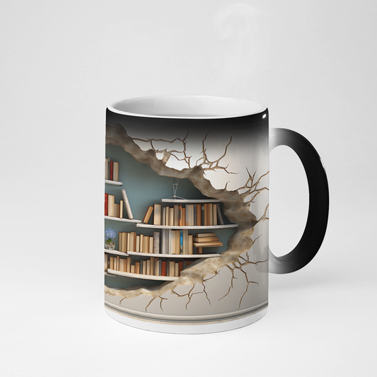 3D Bookshelf Mug – Heat Reveal Cup for Book Lovers