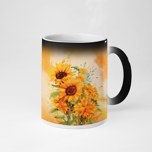 Wild Sunflower Pattern Mug – Bright Floral Heat Reveal Design