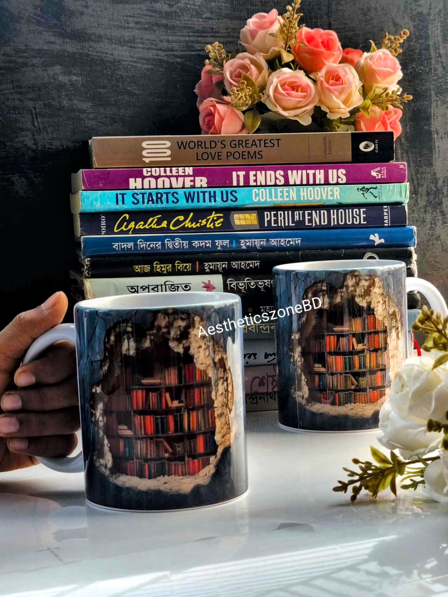 📚 Escape into Stories – 3D Bookshelf Mug